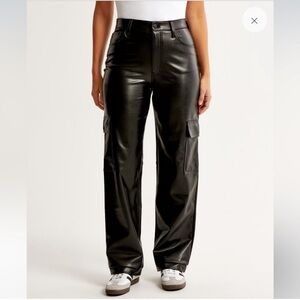 Vegan Leather Cargo Straight Pants